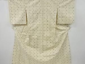 アンティーク　絣柄織り出し手織り節紬単衣着物